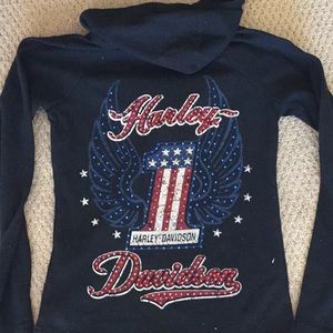 Blingy Harley Davidson LS thermal hoodie tee